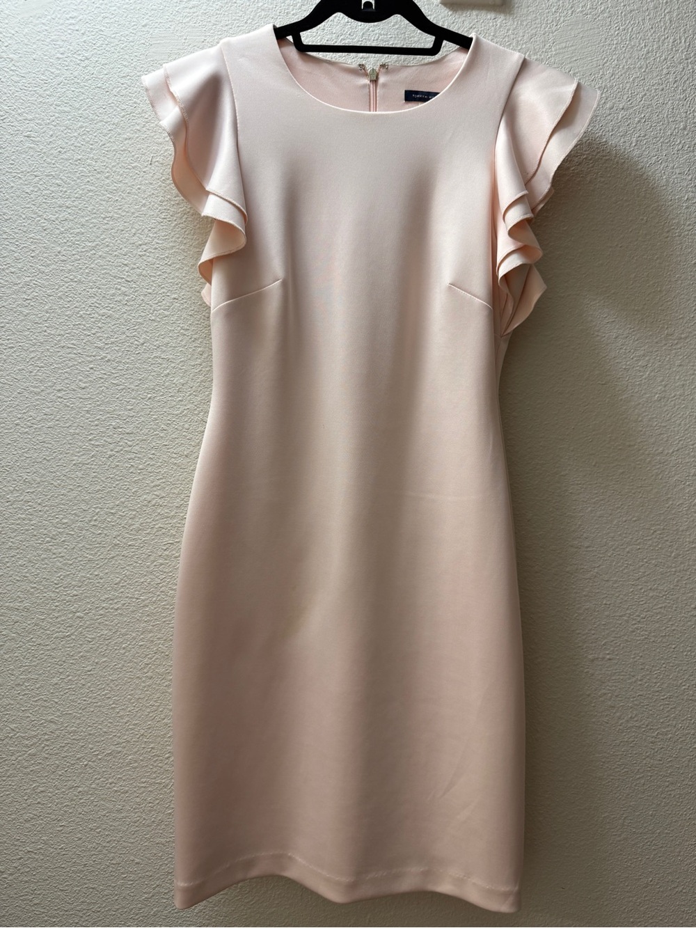 Tommy Hilfiger Dress Size 4 Pastel Pink Ruffle Sleeve Sheath Wedding Guest